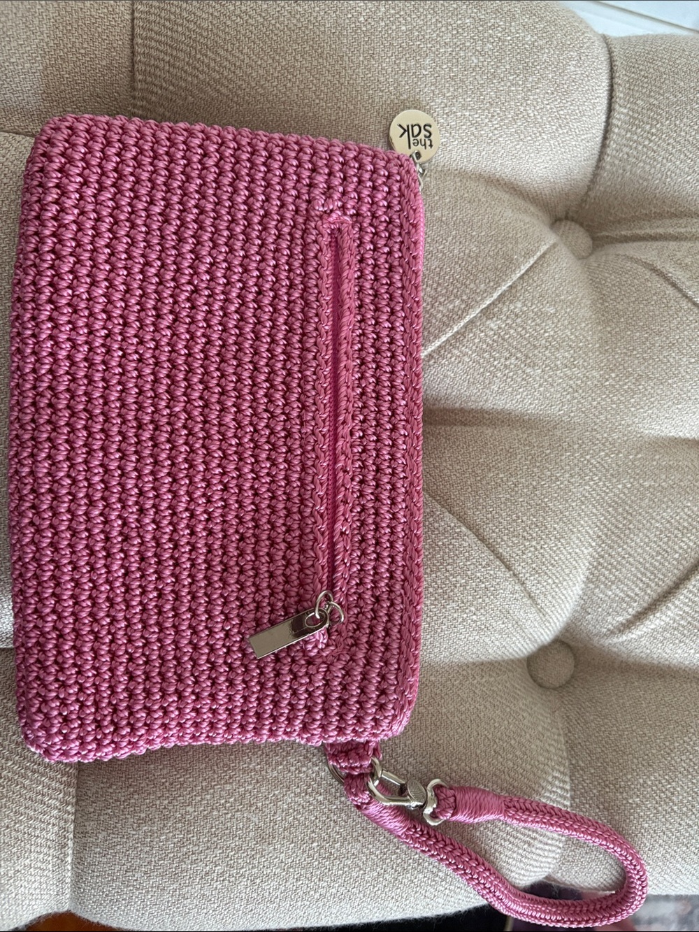 The Sak Pink Woven Wristlet Clutch